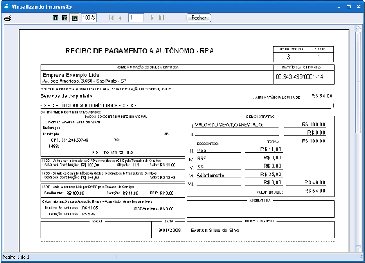 Programa Rpa Empresa Recibo Pagamento A Autônomo Inss Irpf Iss Contribuinte Individual 1164